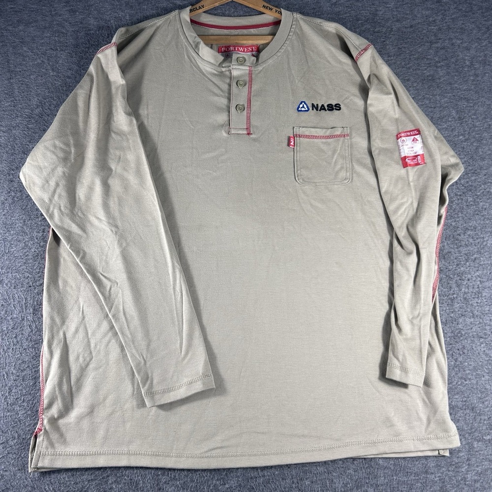 Portwest FR02 Bizflame FR Henley  Long Sleeve T-Shirt Size XXL Workwear Kahki